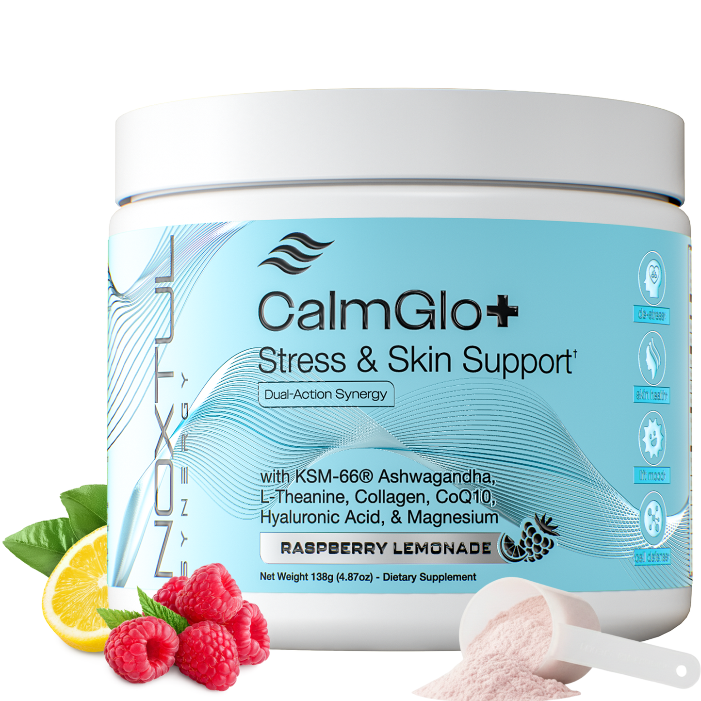 CalmGlo+ Stress & Skin Support - Refreshing Raspberry Lemonade, 30 Servings