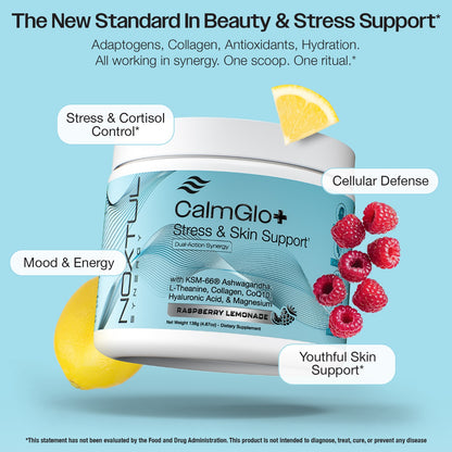CalmGlo+ Stress & Skin Support - Refreshing Raspberry Lemonade, 30 Servings